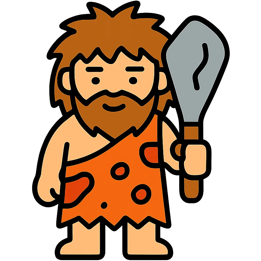 caveman, cartoon, clear outlines emoji