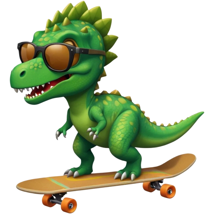 Dinosaur on a skateboard emoji