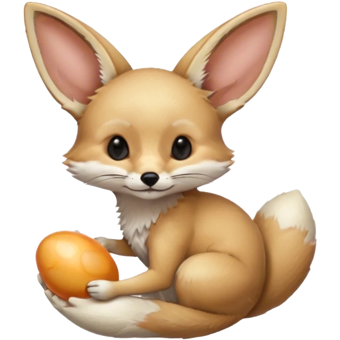 fennec carrying an unpeeled egg emoji
