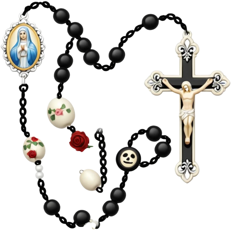 Gothic white rosary with white beads emoji