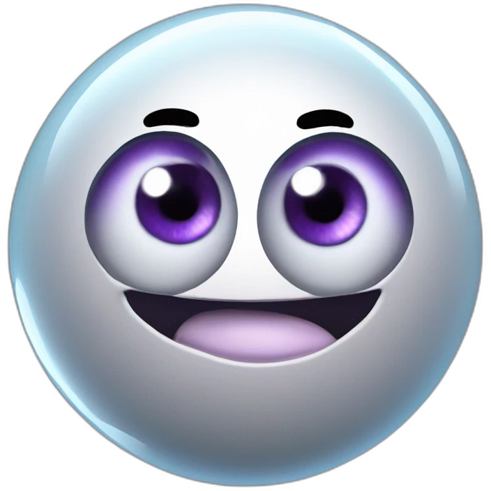 3d sphere Mercury with a cartoon wandering skin texture with big stupid eyes emoji