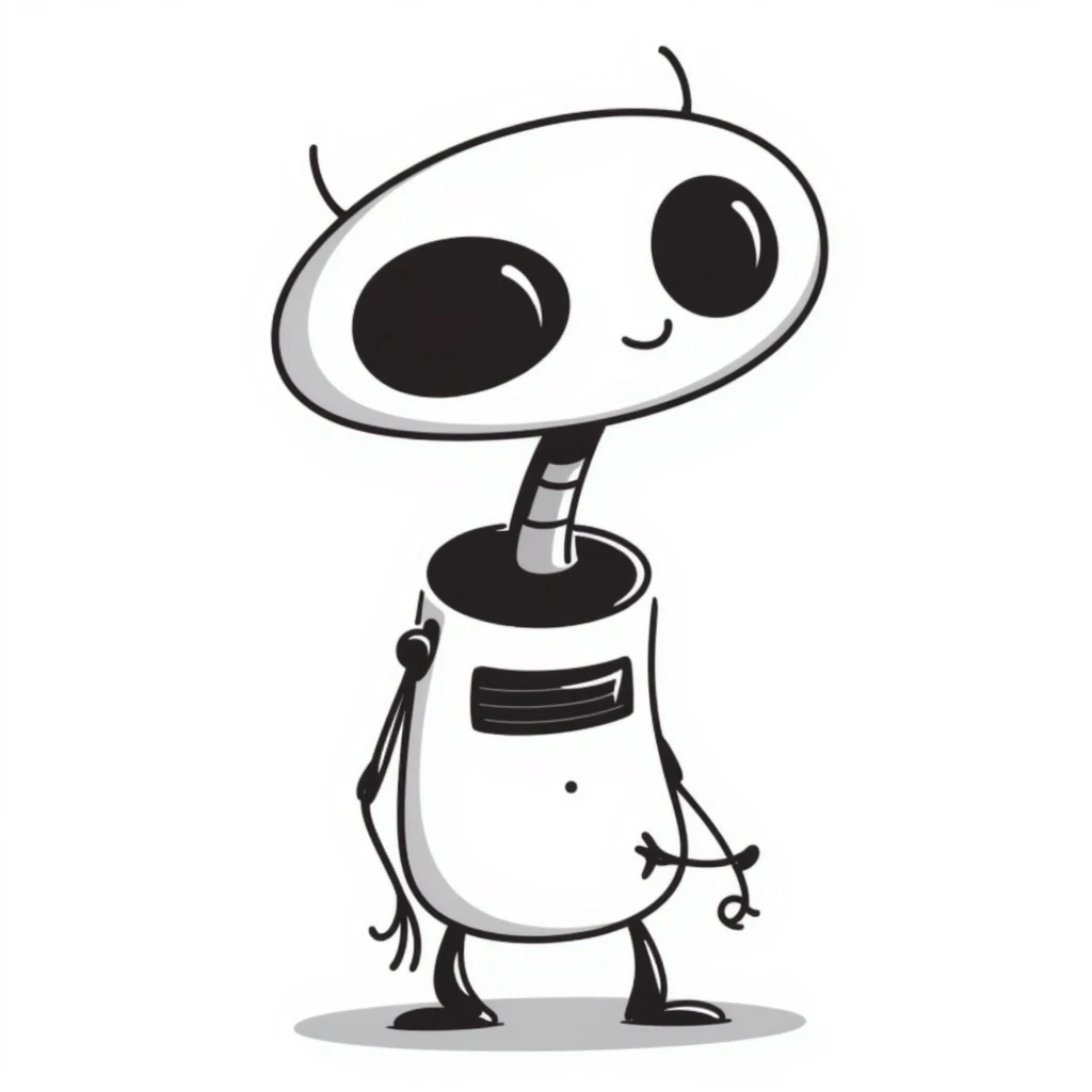 Robot EVE from WALLE, black and white emoji
