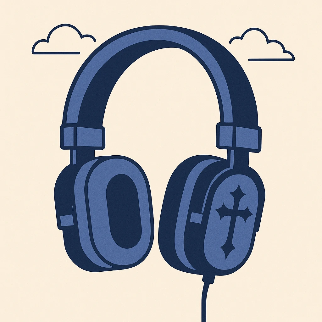 black gothic headphones with blue and black gothic contrasts and flat design emoji