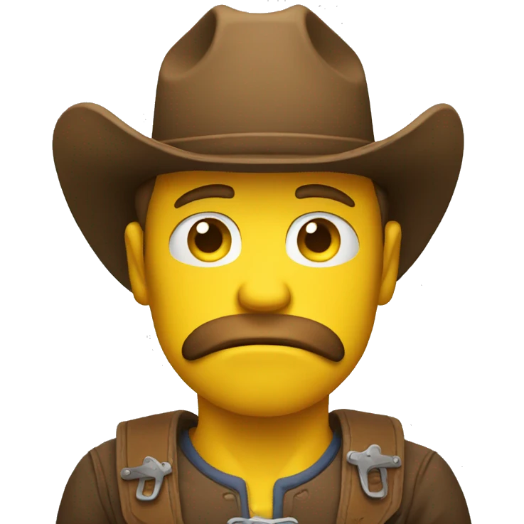 Sad cowboys yellow frowny face  emoji