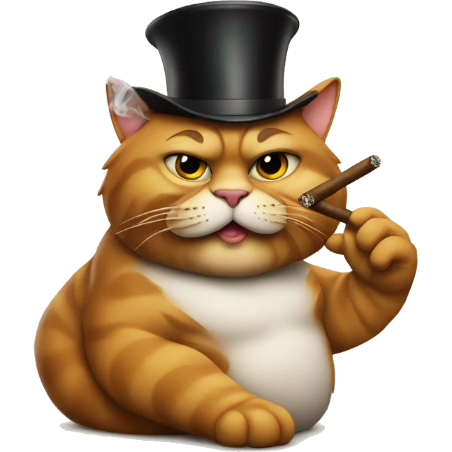 big fat cat with a cigar and smoking  emoji