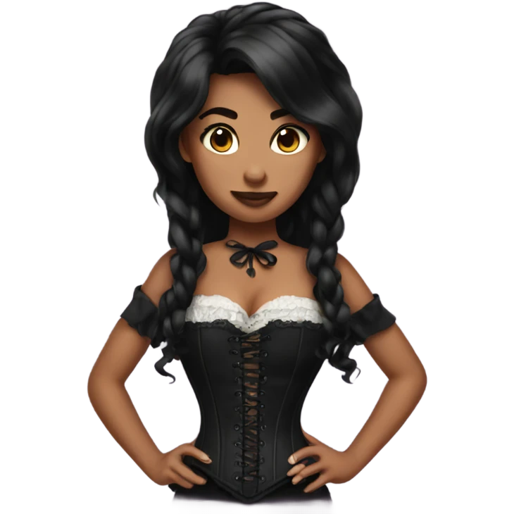 dark hair black corset emoji