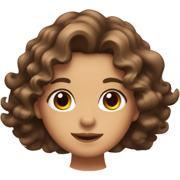 girl shaking with wavy curls and brown hair and brown eyes emoji