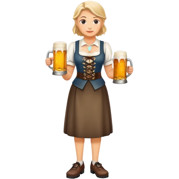 old German waitress, laced up shoes, standing, holding a stein of beer in the hand  emoji