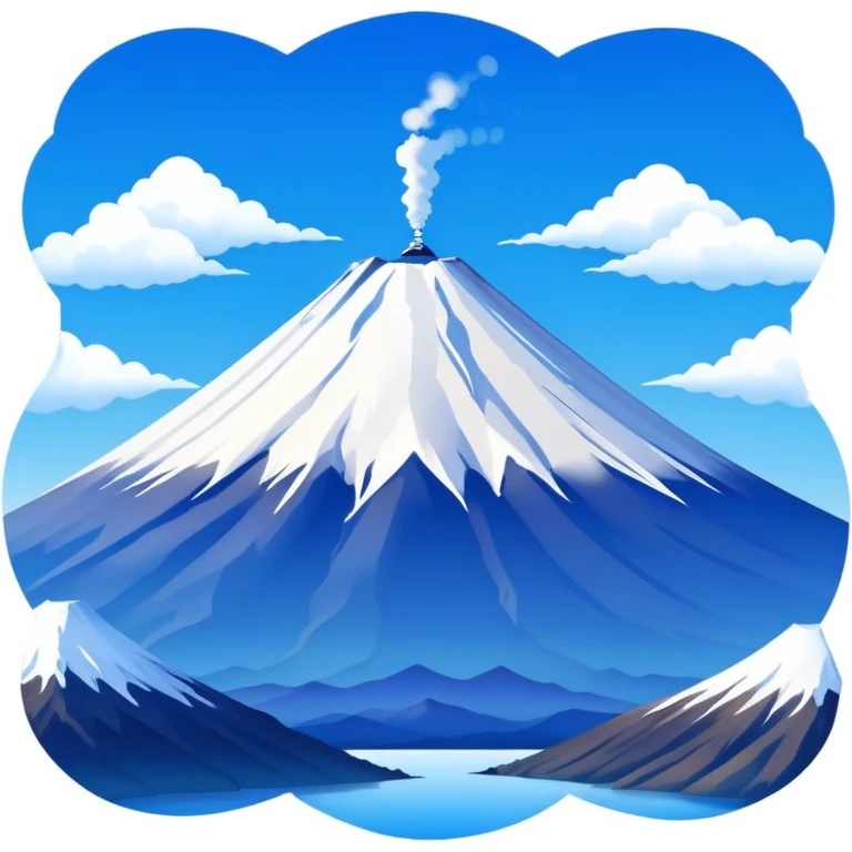 Mount Fuji, the iconic snow-capped mountain of Japan with blue sky emoji