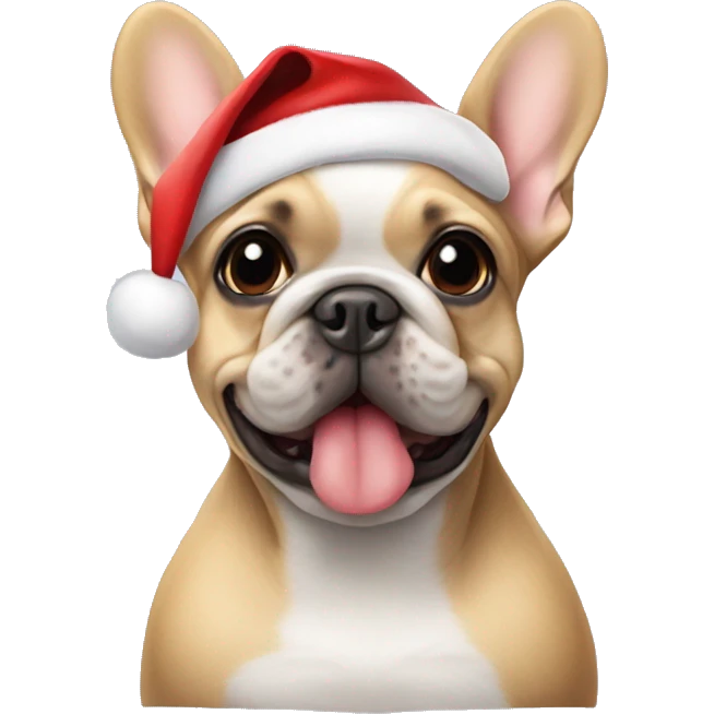 Frenchie with a Santa hat emoji