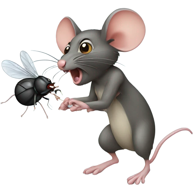 Mouse fighting a fly emoji