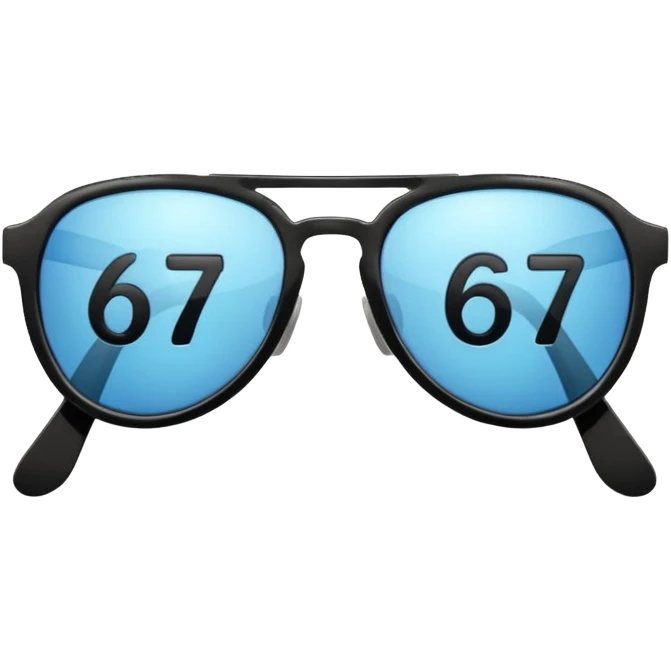 Sunglasses with the number 67 on them emoji