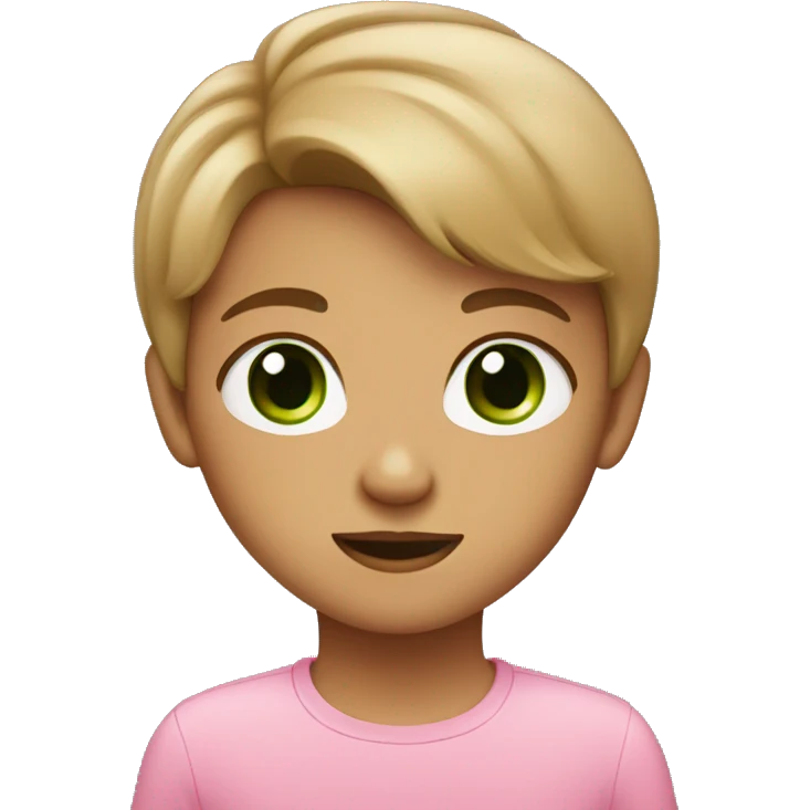 cute light brown with green eyes wearing pink emoji