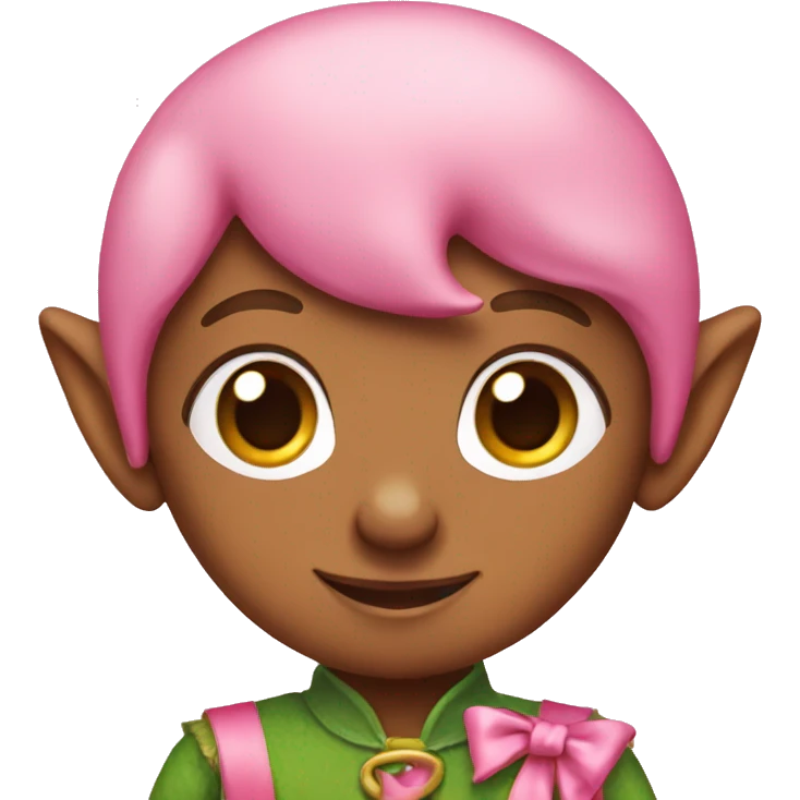 elf with a pink outfit and pink bow emoji