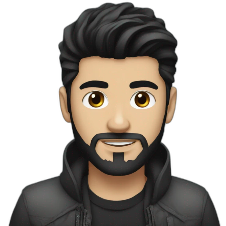 Zayn Malik with black hair and beard emoji