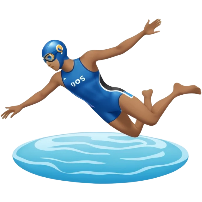 determined pool diver dives into a pool of confidence blue water  emoji