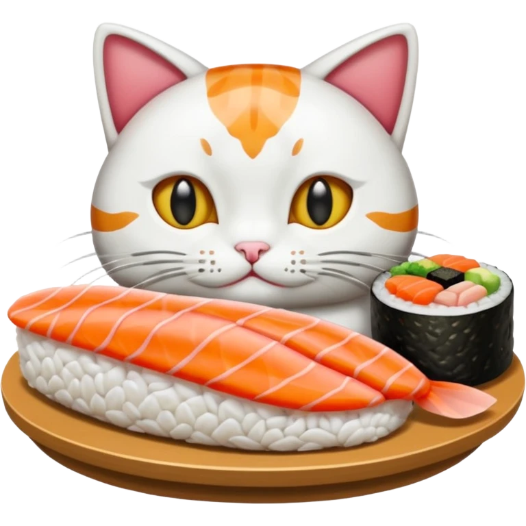 A entire cat body and all and sushi emoji