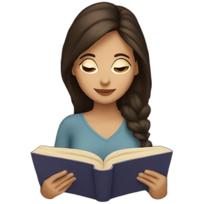Brunette reading a book emoji