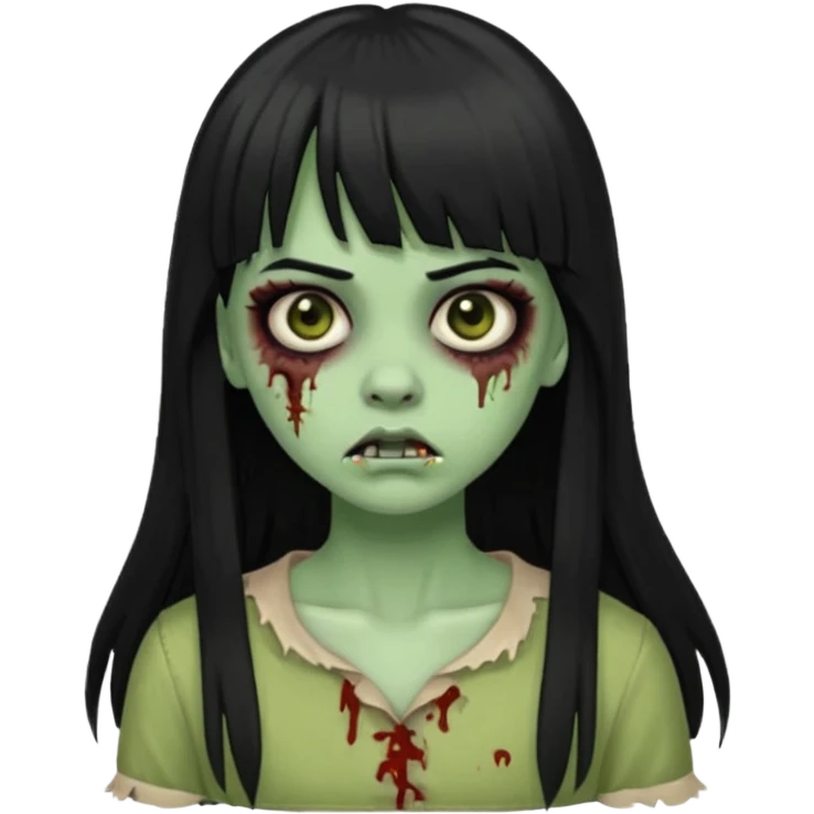 faça o emoji de uma menina zumbi igual a esse 🧟‍♀️de cabelos longos pretos com franja emoji
