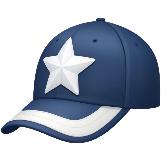 A navy blue baseball cap with a white star on the front, sporty and bold. emoji