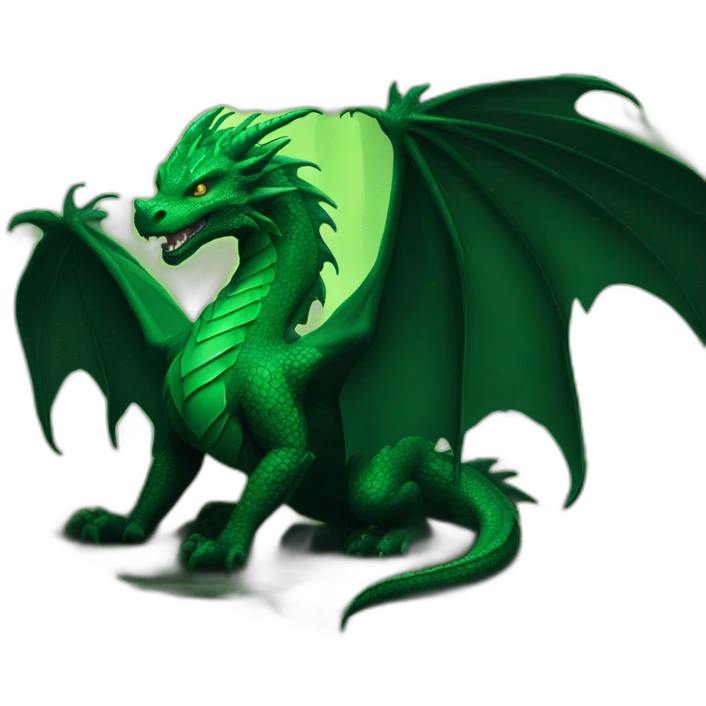 Dragon fantasy black and green in the woods emoji