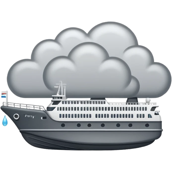 Rain cloud that sprinkles ferry boats emoji