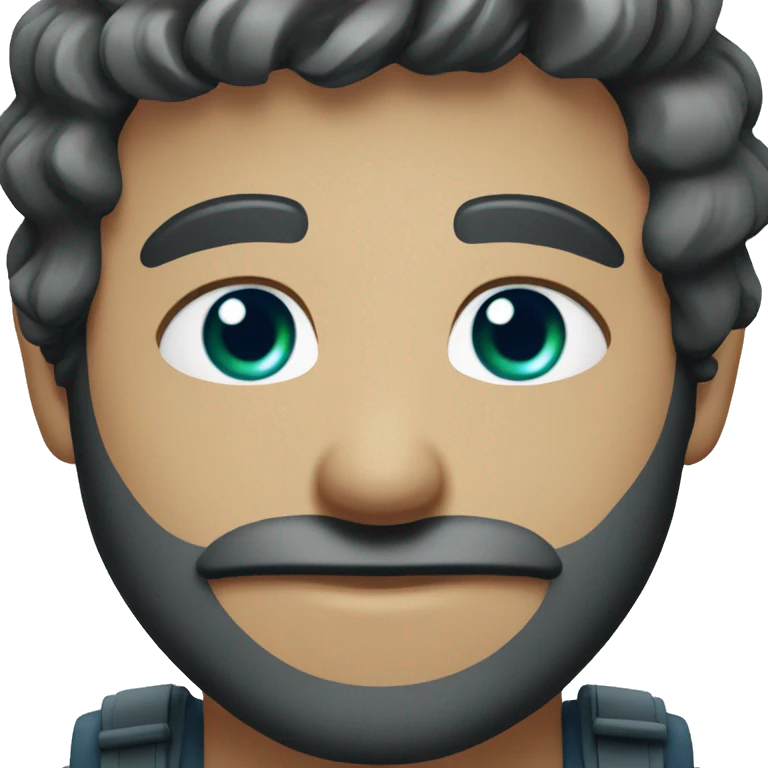 smiling male portrait with beard with dark blue greenish eyes emoji