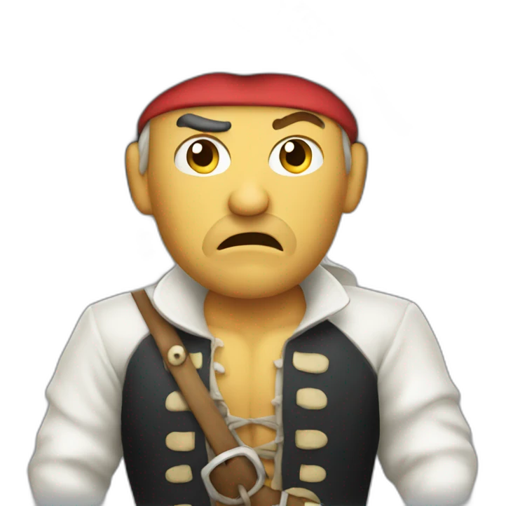 white pirate with angry face emoji