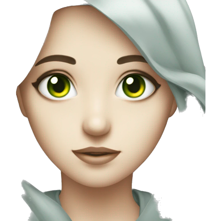 Greenish grey eyes that attracts and looks like mirror that spark emoji