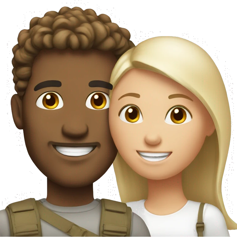 happy couple outdoors in white emoji