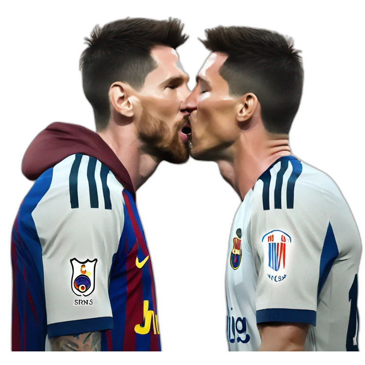 messi kissing ronaldo mouth emoji