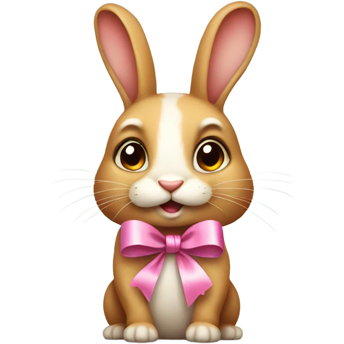 rabbit wearing cute ribbon emoji