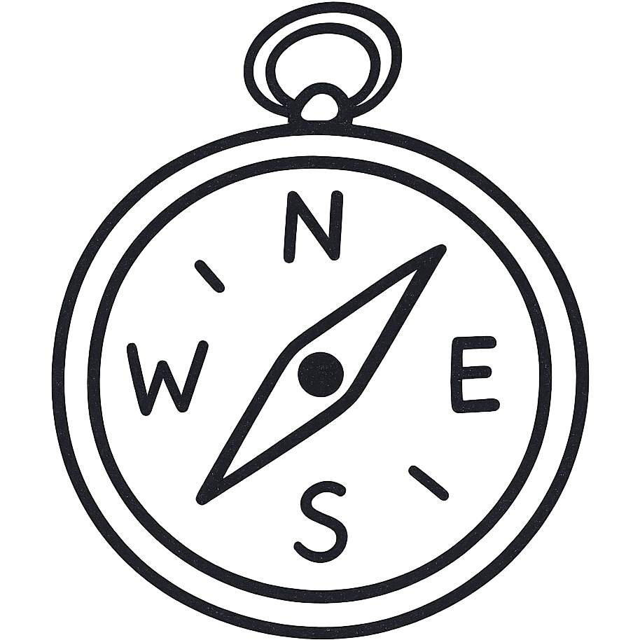 Make the hand drawn compass icon bolder with thicker lines, maintaining the hand drawn style, no background. emoji
