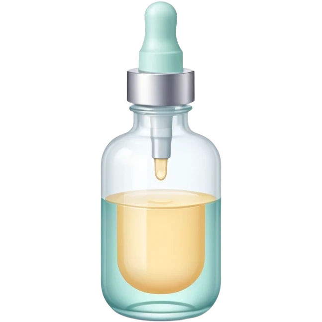Facial serum dropper bottle, minimalist, rounded, soft pastel colors, SOS skin care emoji