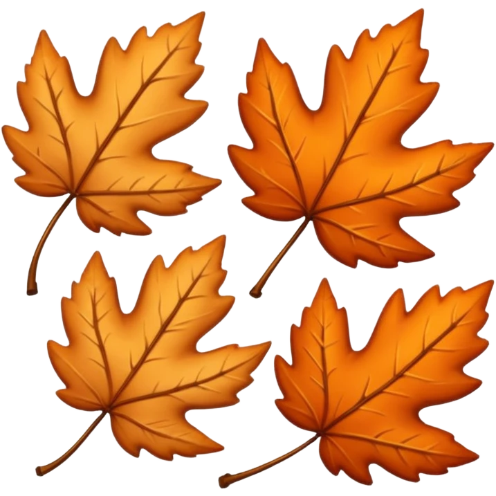 3 autumn leaves, blowing in the wind, to the left, white background emoji