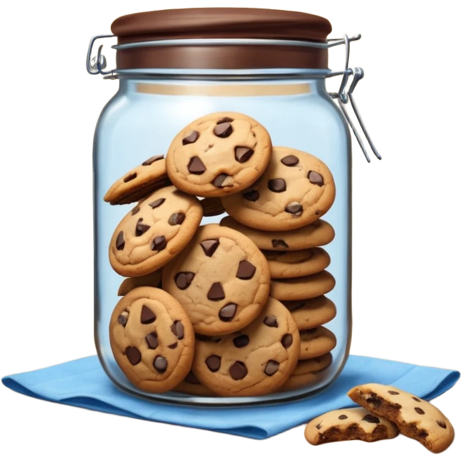 Open jar spilling cookies on counter emoji