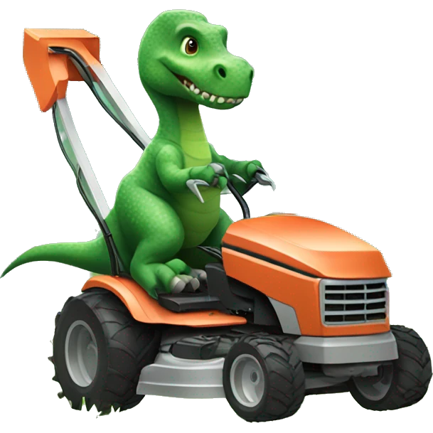 A dinosaur mowing the grass emoji