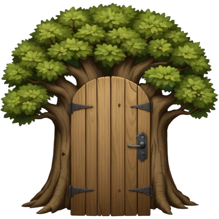 large and old dark oak tree with door emoji