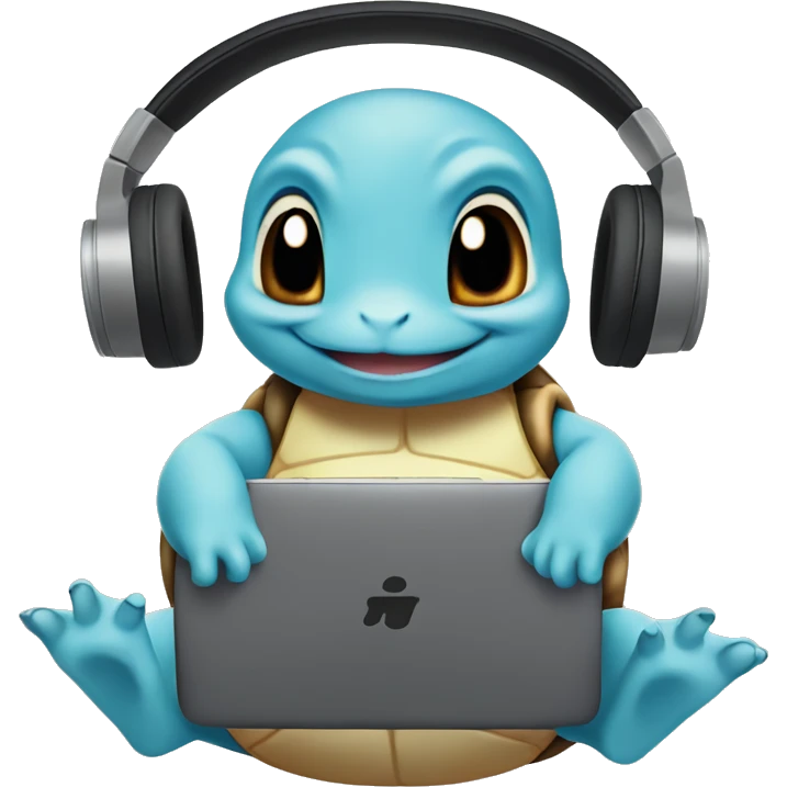 Squirtle listening to music emoji