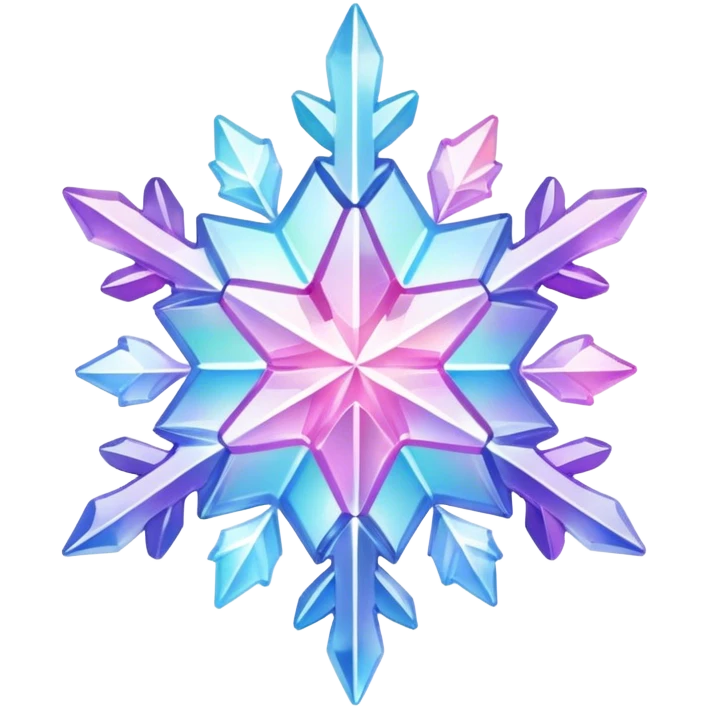 Gradient iridescent Pastel rainbow Pink violet blue crystal star snowflake  emoji