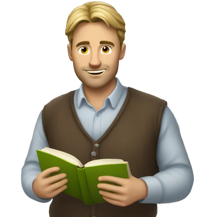Caucasian man reading book emoji