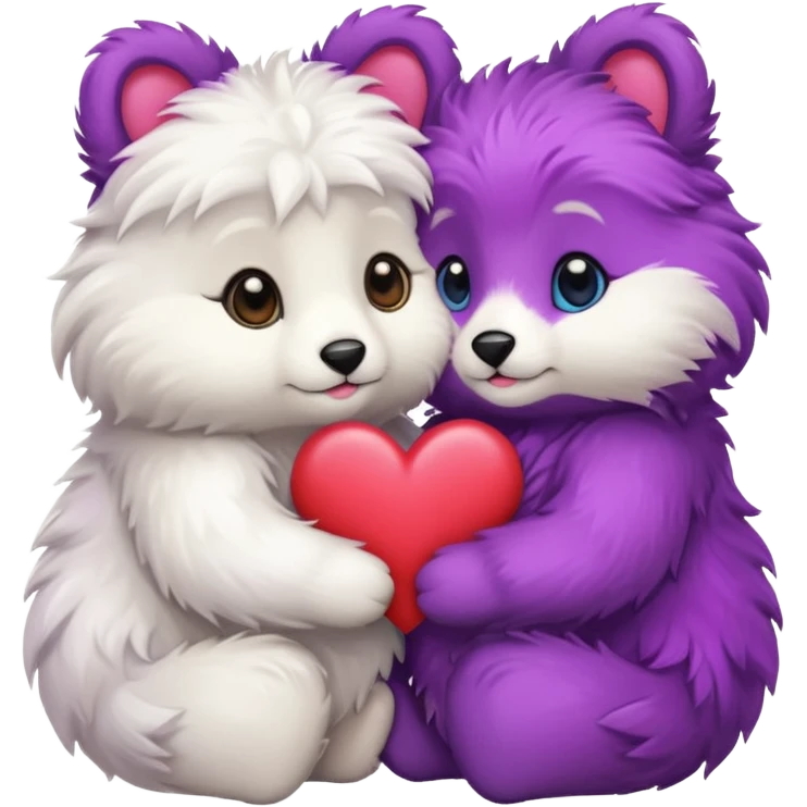 cute animals in love with hearts emoji
