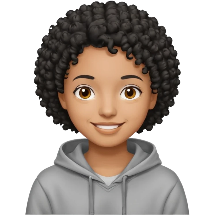 Make a Colombian with black short curly hair wearing a grey hoodie emoji