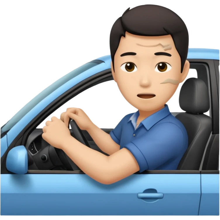 Asian driver crashing car emoji