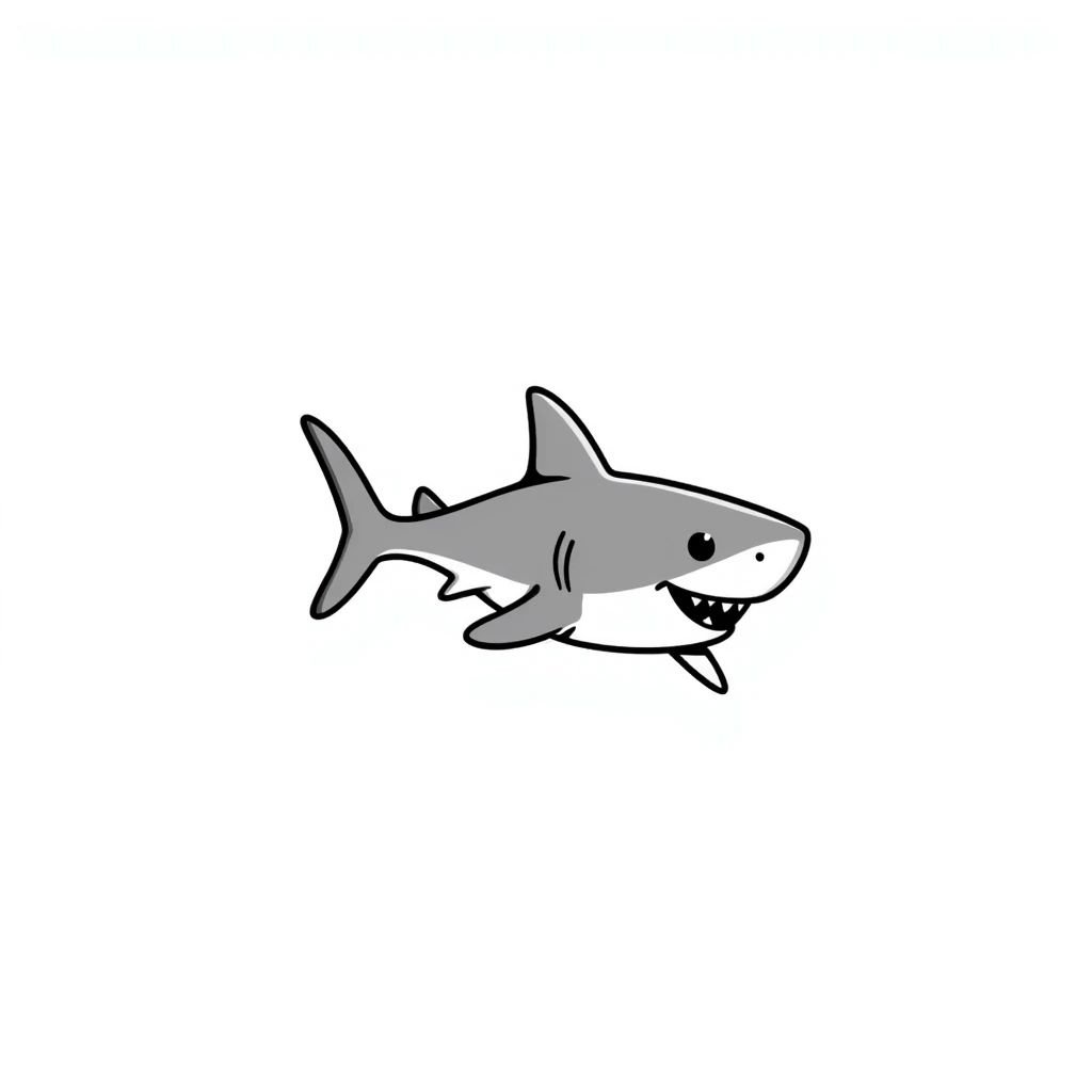 Hand-drawn shark with fins and tail emoji