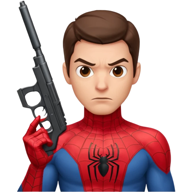 spiderman holding a gun to the side of his temple emoji