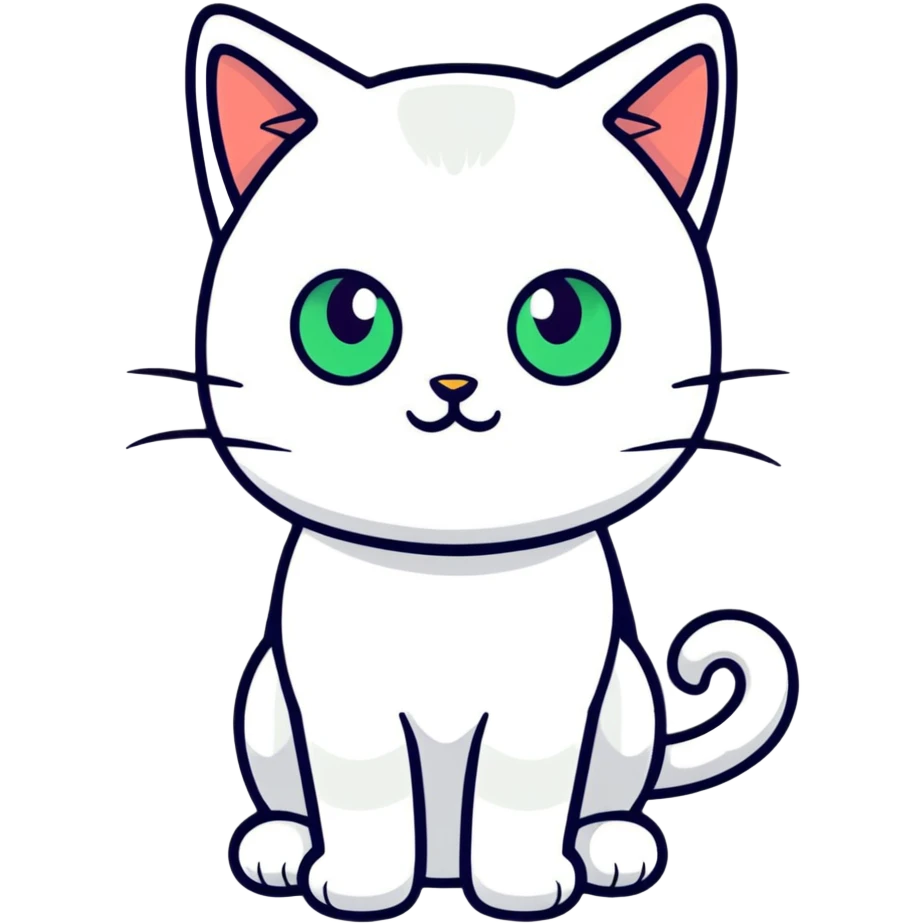 white cat with green eyes  emoji