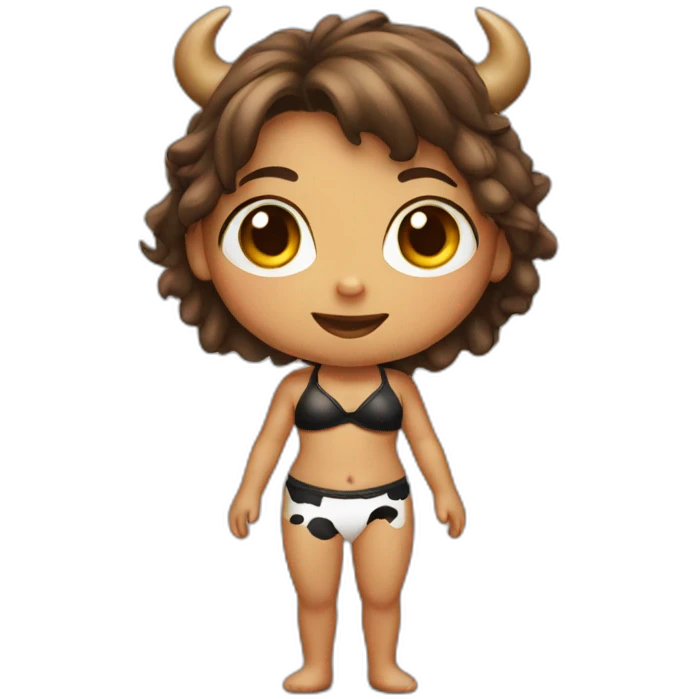 Girl wearing a cow bikini emoji