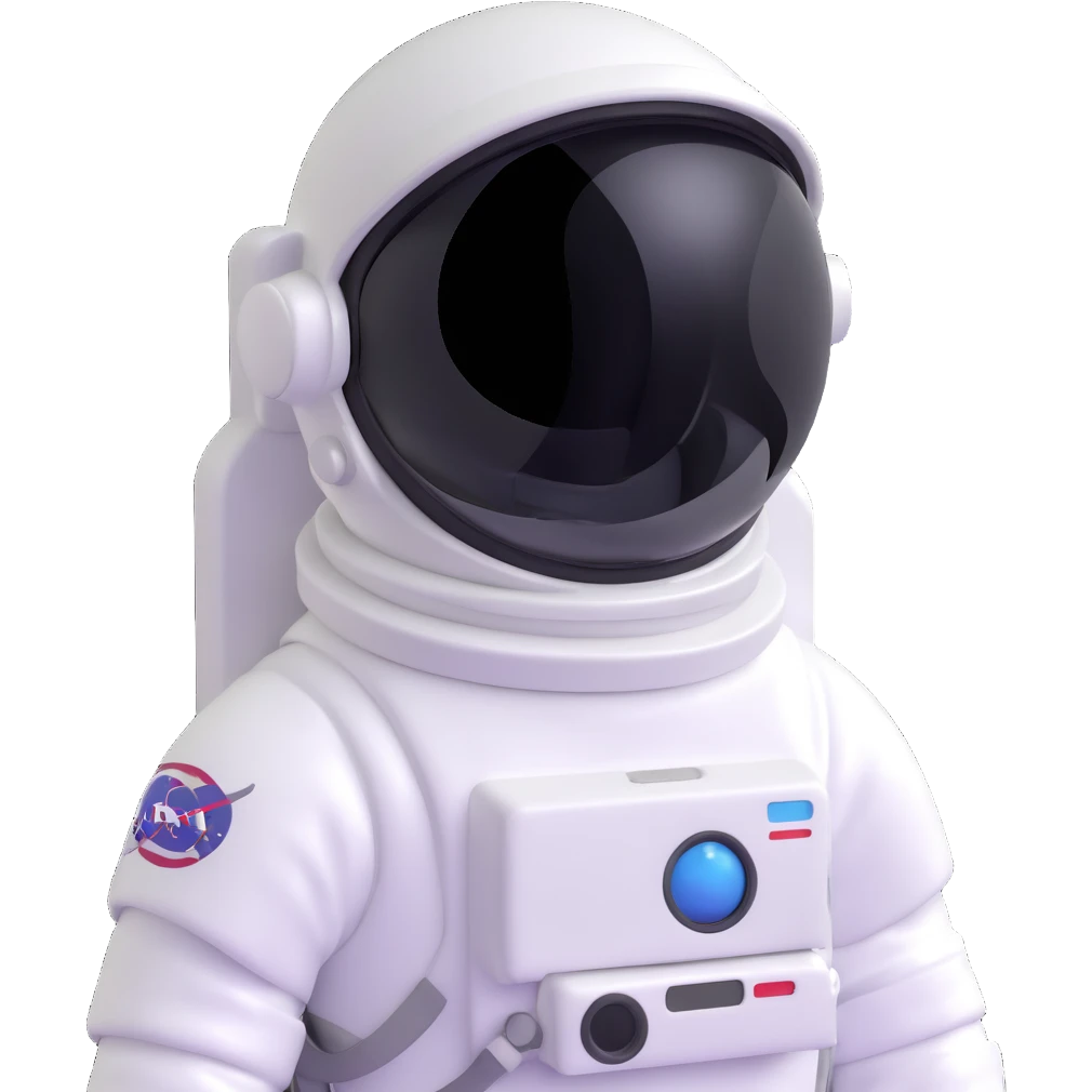 happy little astronaut in white suit and helmet emoji