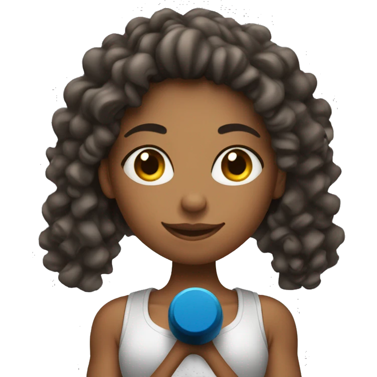 Fitness curly girl that hold weights  emoji